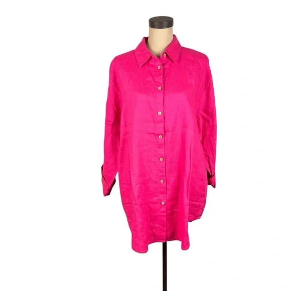 Soft Surroundings Outer Banks Linen Big Shirt Pink Flambé‎ 
SZ L - Picture 4 of 8